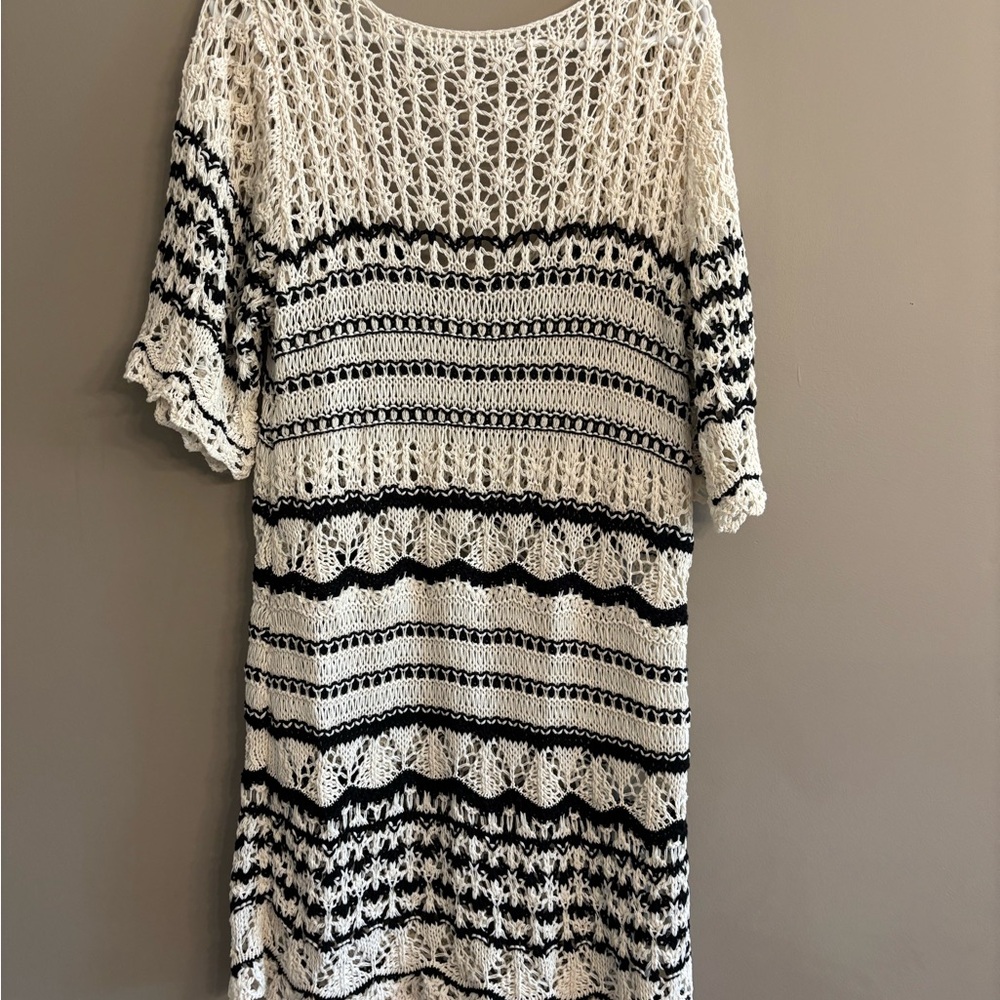 Zara Black and White Crochet Knit Dress
